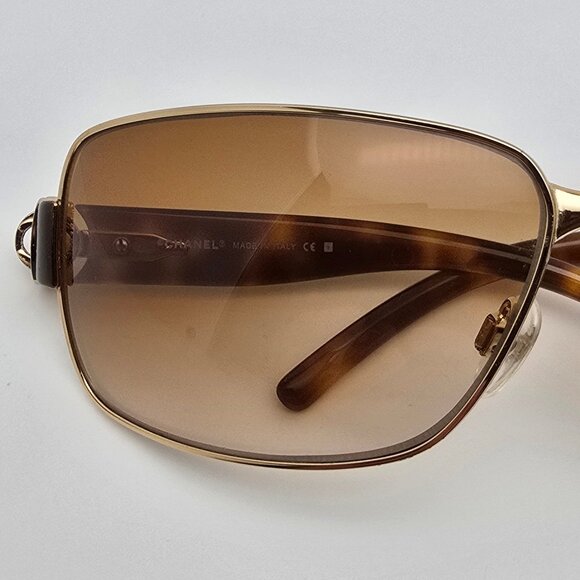 Chanel 4151 c.352/13 Gold Frame Brown Gradient Lens Sunglasses w Case Italy 66mm - Picture 13 of 15